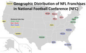 Geographic Distribution Map of NFC Teams