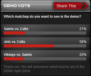 Results of Madden NFL 11 Demo Voting at 9PM EST on April 2nd