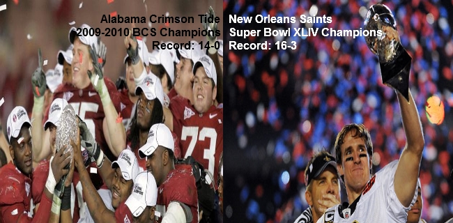 Alabama Crimson Tide-New Orleans Saints 2009-2010 Comparison